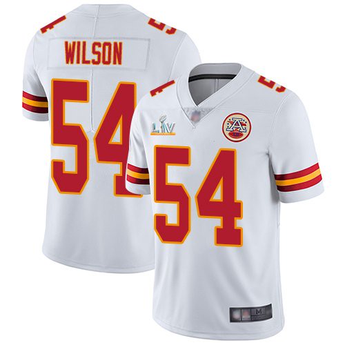 Men's Kansas City Chiefs #54 Damien Wilson White NFL 2021 Super Bowl LV Stitched Jersey Men's Kansas City Chiefs #54 Damien Wilson White NFL 2021 Super Bowl LV Stitched Jersey